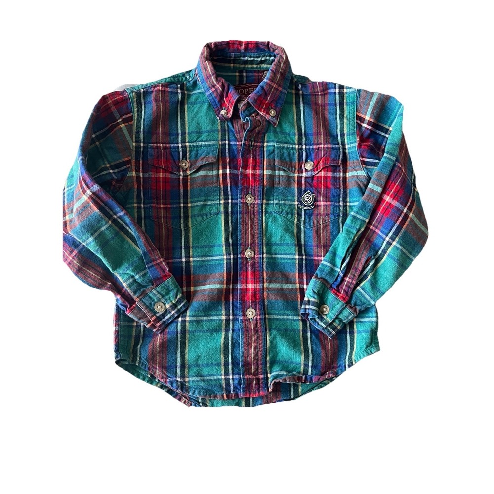 Roper Plaid Print Long Sleeve Snap Western Shirt Boys Sz: XS